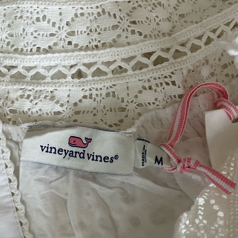 {Vineyard Vines} Tiered Eyelet Ruffle Dress in White - Womens Medium - NWT - Picture 8 of 10
